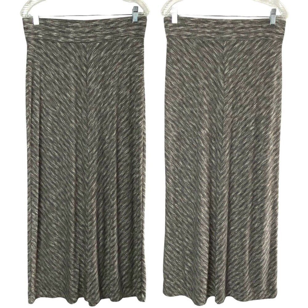 LOU & GREY Women Maxi Skirt Sz M Gray Chevron Design Business Casual 3-39
